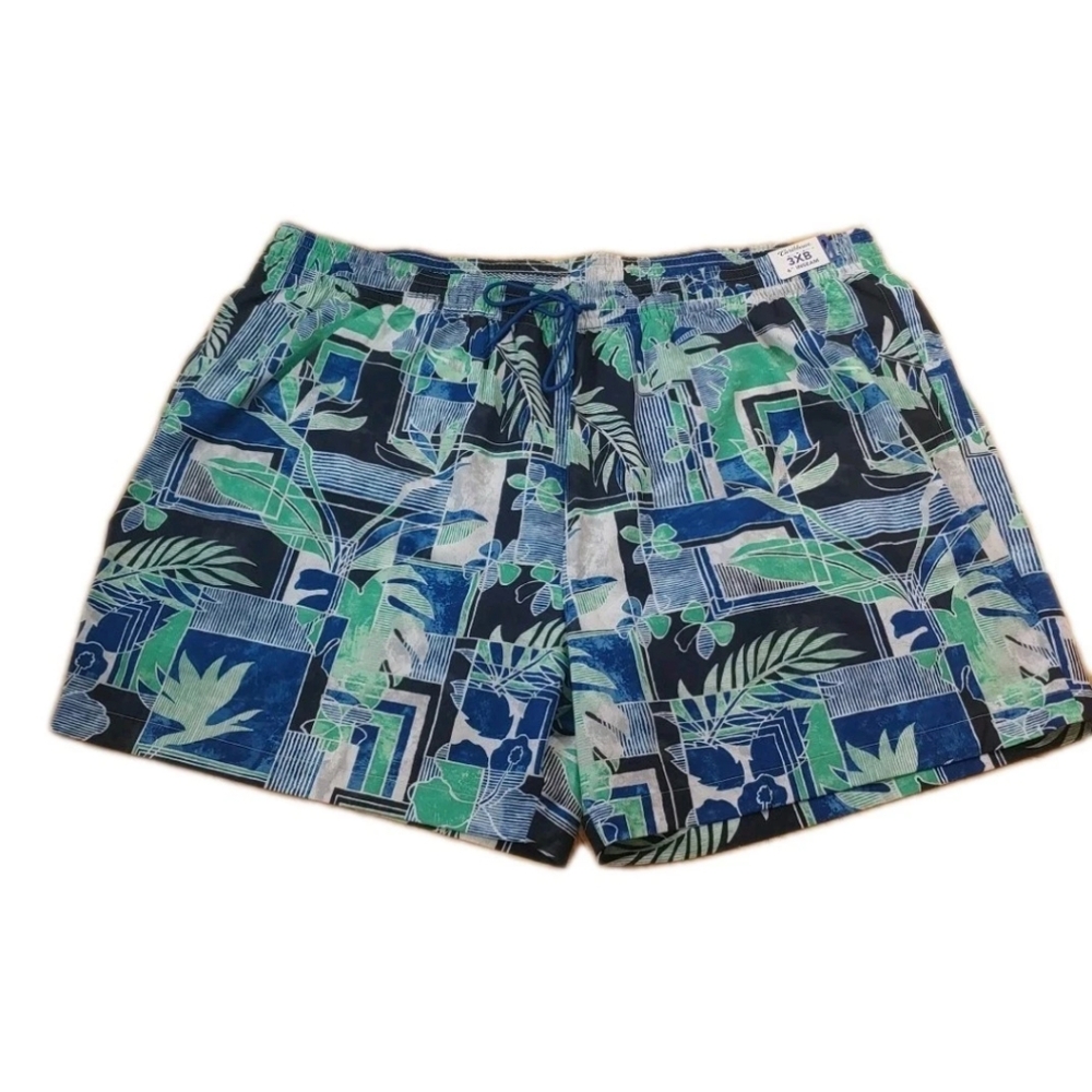 Caribbean Swimwear Swim Shorts Trucks Men 3XB Botanical Floral Beachy Pool Nwt